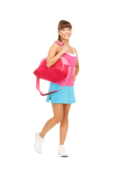 Mujer deportiva con bolsa de deporte —  Fotos de Stock