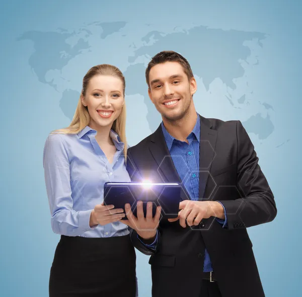 Man and woman with tablet pc — Stock Photo, Image