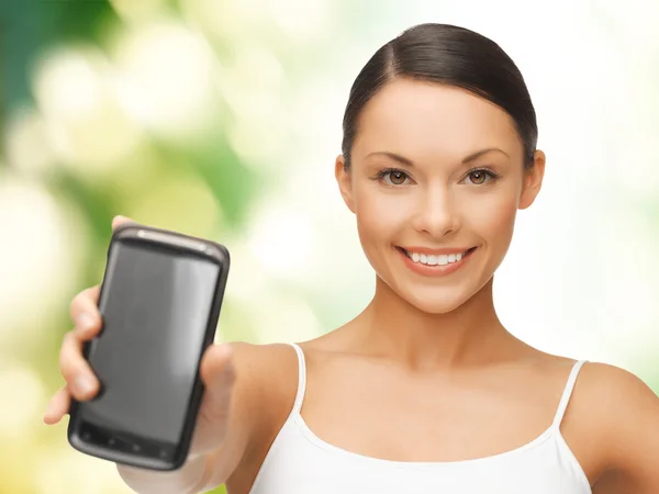 Woman showing smartphone — Stock Photo, Image