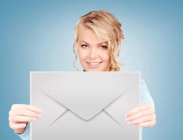 Woman showing virtual envelope — Stock Photo, Image