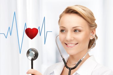 Doctor listening to heart beat clipart
