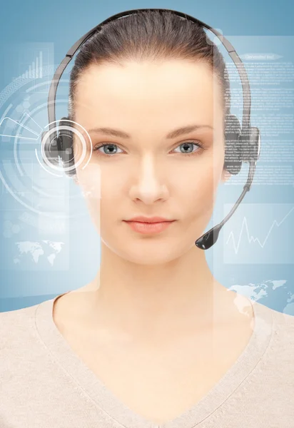 Futuristic female helpline operator — Stock Photo, Image