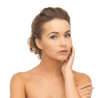 Face and hands of beautiful woman clipart