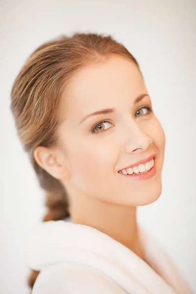 Beautiful woman in bathrobe — Stock Photo, Image