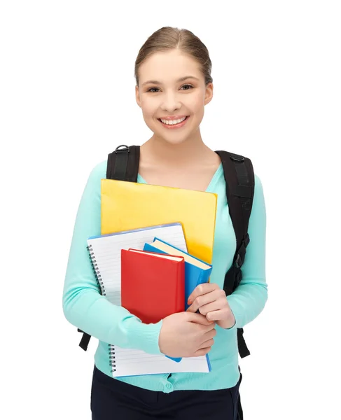 Student met boeken en Schooltasje — Stockfoto