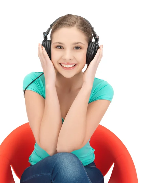 Girl with headphones — Stock Photo, Image