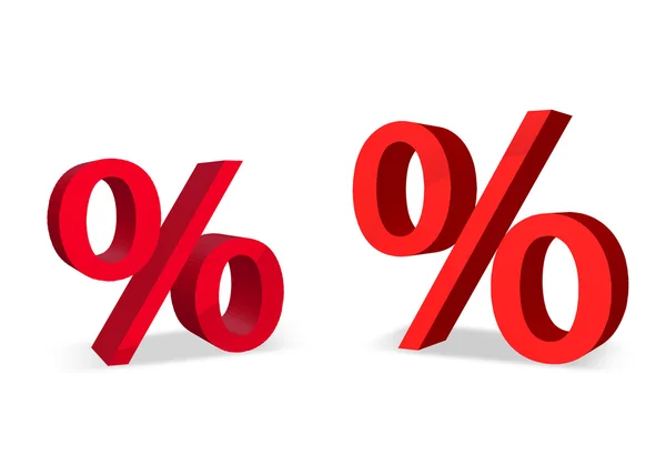 Dois grandes sinais de percentagem vermelha — Fotografia de Stock