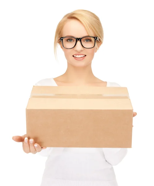Žena s krabici — Stock fotografie