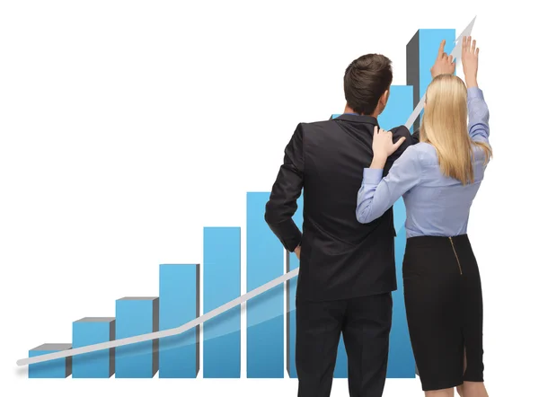 Man och kvinna som arbetar med 3d-grafik — Stockfoto