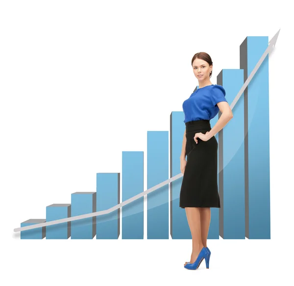 Geschäftsfrau mit großem 3D-Diagramm — Stockfoto