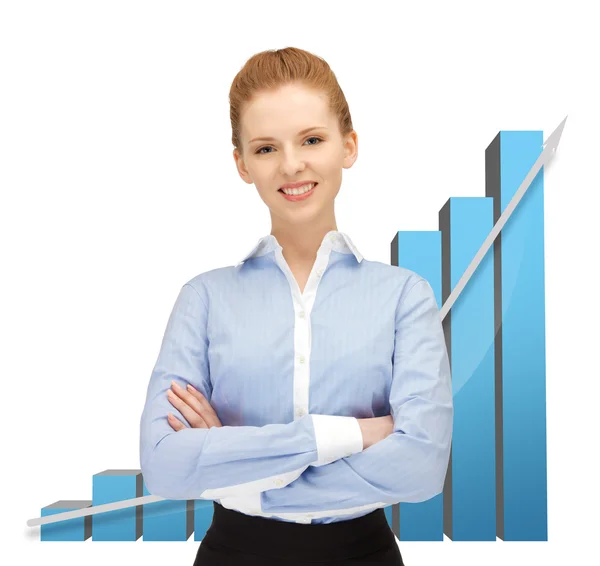 Mujer de negocios con gran gráfico 3d —  Fotos de Stock