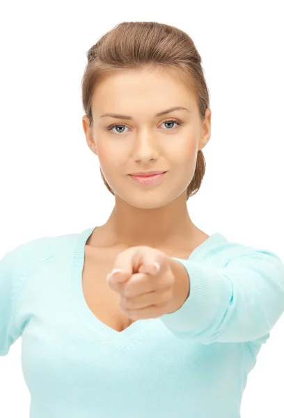 Businesswoman pointing her finger — Stock Photo, Image