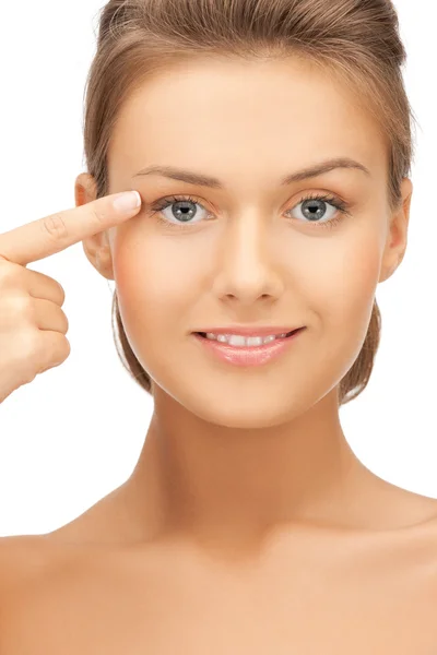 Woman touching her face skin — Stock Photo, Image