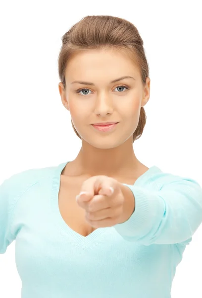Businesswoman pointing her finger Stock Image