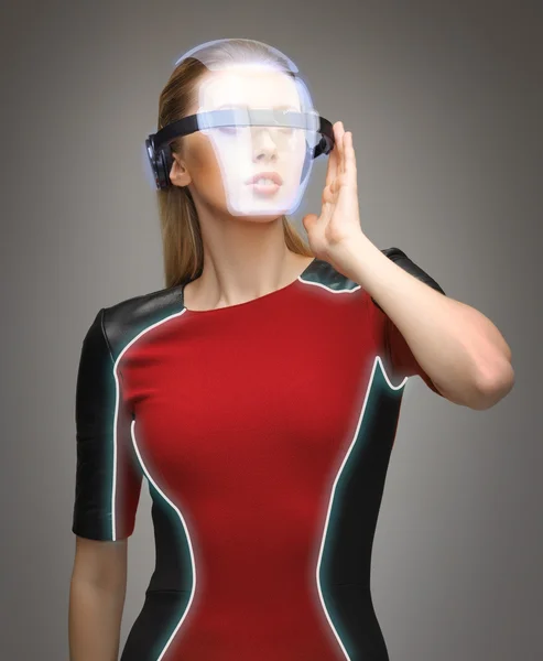Woman with futuristic glasses — Stock Photo, Image
