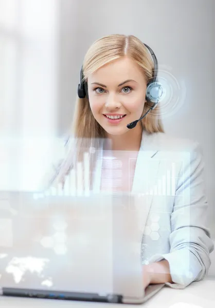 Futuristic female helpline operator — Stock Photo, Image