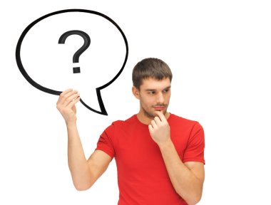 Man with question mark in text bubble clipart