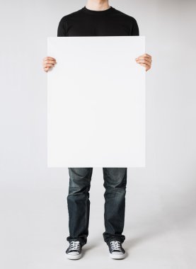 Man with blank white board clipart