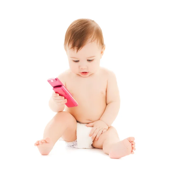 Happy child with mobile phone — Stock Photo, Image