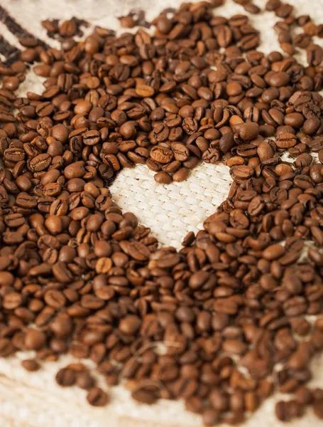 커피 콩 섬유 배경 — 스톡 사진