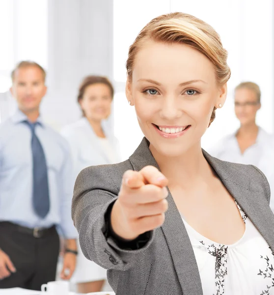 Businesswoman pointing her finger Royalty Free Stock Images