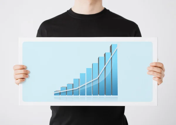 Woman holding board with 3d graph — Stock Photo, Image