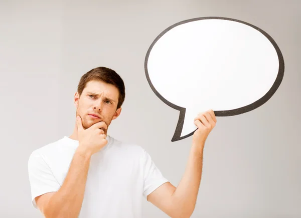 Young man with blank text bubble — Stock Photo, Image