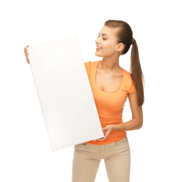 Woman with white blank board Royalty Free Stock Images