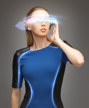 Woman in futuristic glasses clipart
