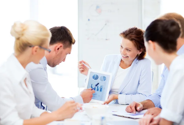 Equipe de negócios discutindo gráficos no escritório — Fotografia de Stock