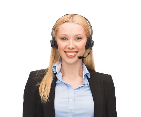 Friendly female helpline operator — Stock Photo, Image