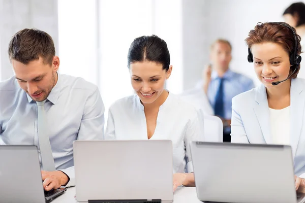 Group of working with laptops in office — Stock Photo, Image