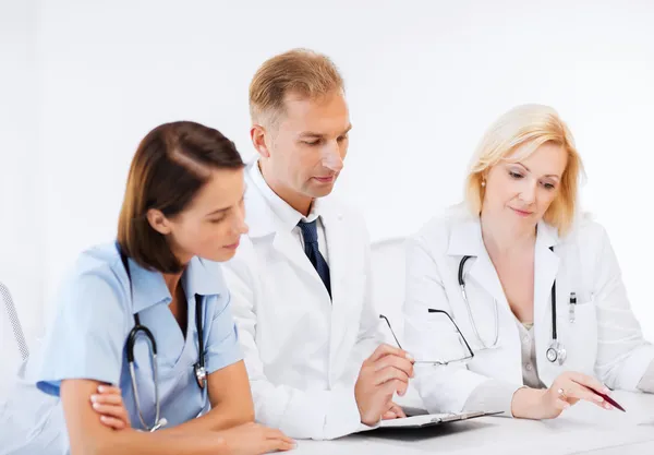 Team or group of doctors on meeting Stock Picture