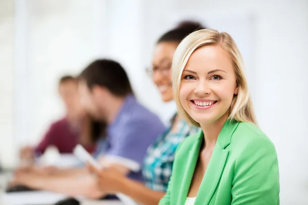 Students with computers studying at school — Stock Photo, Image