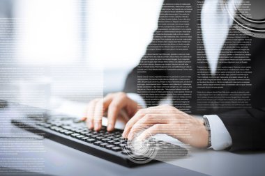 Man hands typing on keyboard clipart