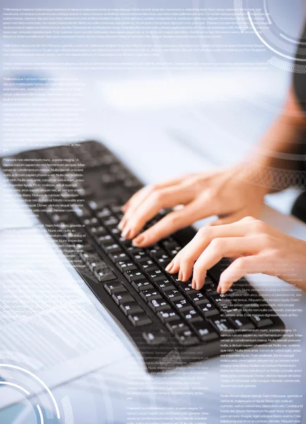 Woman hands typing on keyboard — Stock Photo, Image