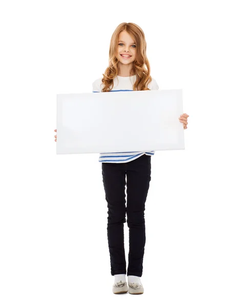 Little girl with blank white board — Stock Photo, Image