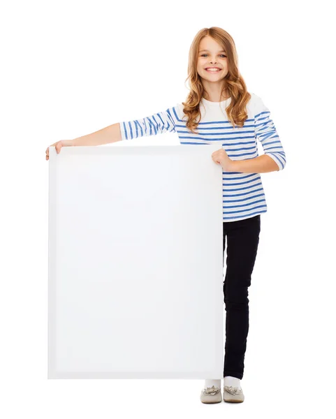 Little girl with blank white board — Stock Photo, Image