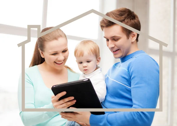 Family with child and dream house — Stock Photo, Image