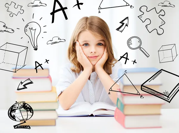 Student girl studying at school — Stock Photo, Image