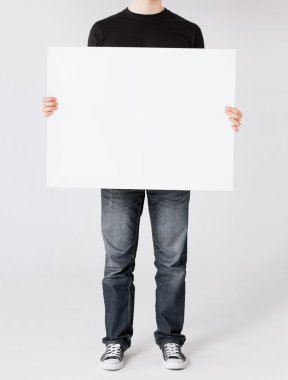 Man showing white blank board clipart