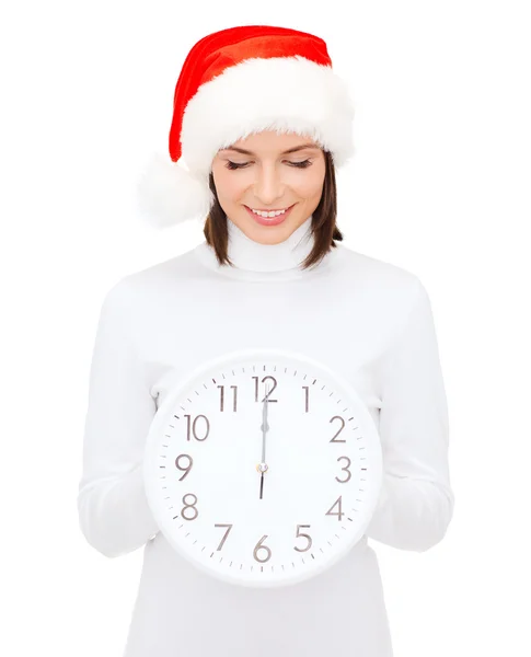 Cappello donna in Babbo Natale con orologio da 12 — Foto Stock