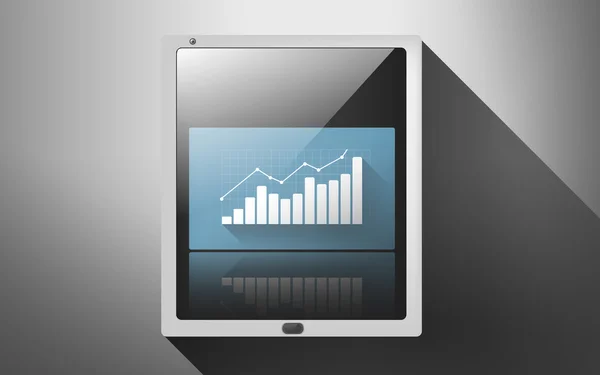 Tablet pc virtuális grafikonon vagy diagramon — Stock Fotó