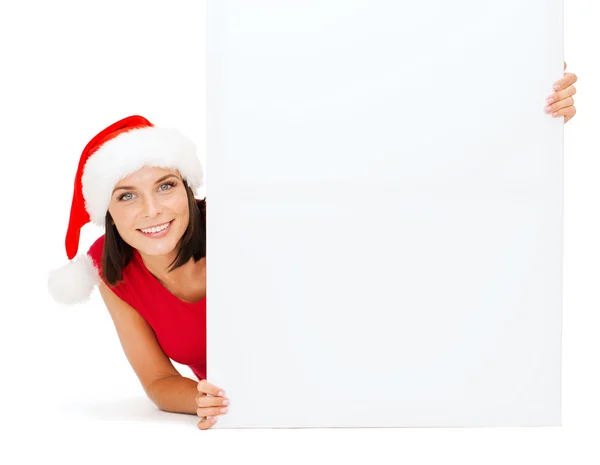 Cappello donna in Santa Helper con lavagna bianca bianca — Foto Stock