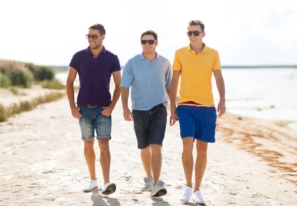 Group of friends walking on the beach — Stock Photo, Image