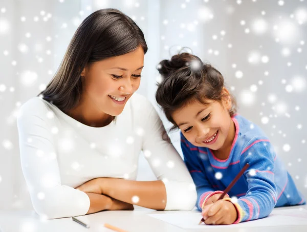 Mãe e filha desenho — Fotografia de Stock