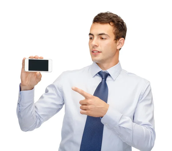 Buisnessman with blank screen smartphone — Stock Photo, Image