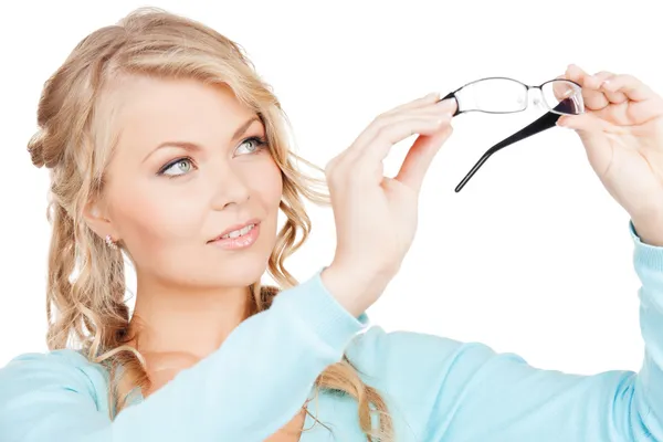 Mujer con gafas graduadas — Foto de Stock