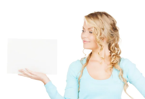 Mujer con tablero en blanco —  Fotos de Stock