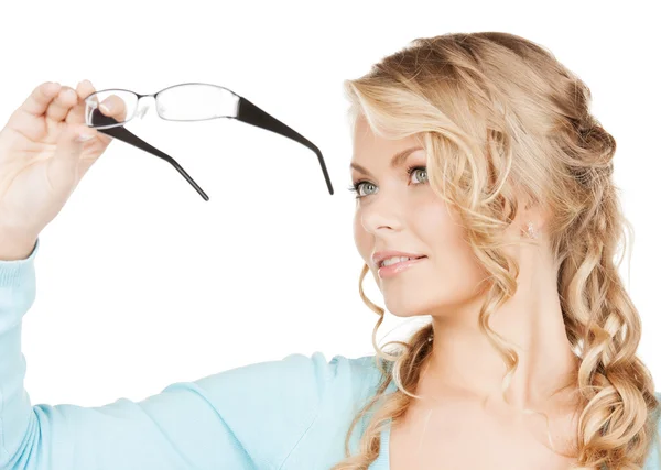 Mujer con gafas graduadas — Foto de Stock